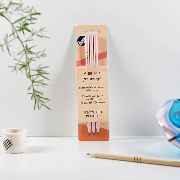 Recycled Set of 3 Carnation Pink Pencils from Vent for Change