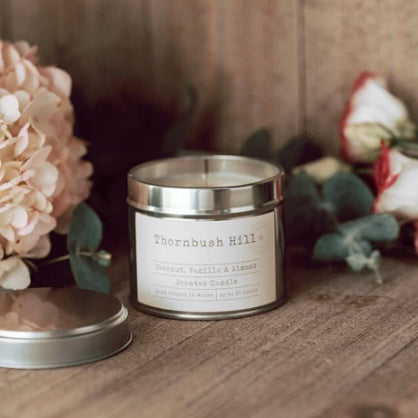 Thornbush Hill 'Coconut, Vanilla & Almond' essential oil soy wax tin candle