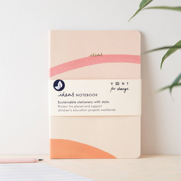recycled Ideas A5 cream lined notebook from Vent 4 change on a white background