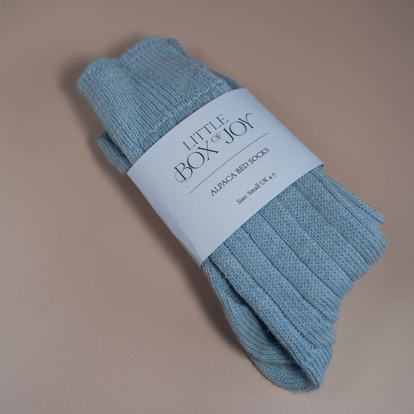 Women's Baby Blue Alpaca Wool Bed Socks