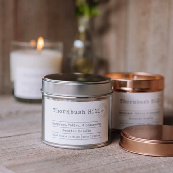 Bergamot, Vetiver and Cedarwood Soy Wax Candle from Thornbush Hill