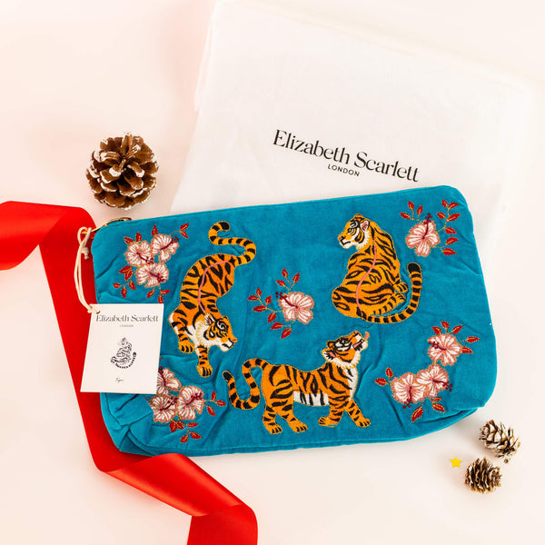 Elizabeth Scarlett Blue Tiger Pouch