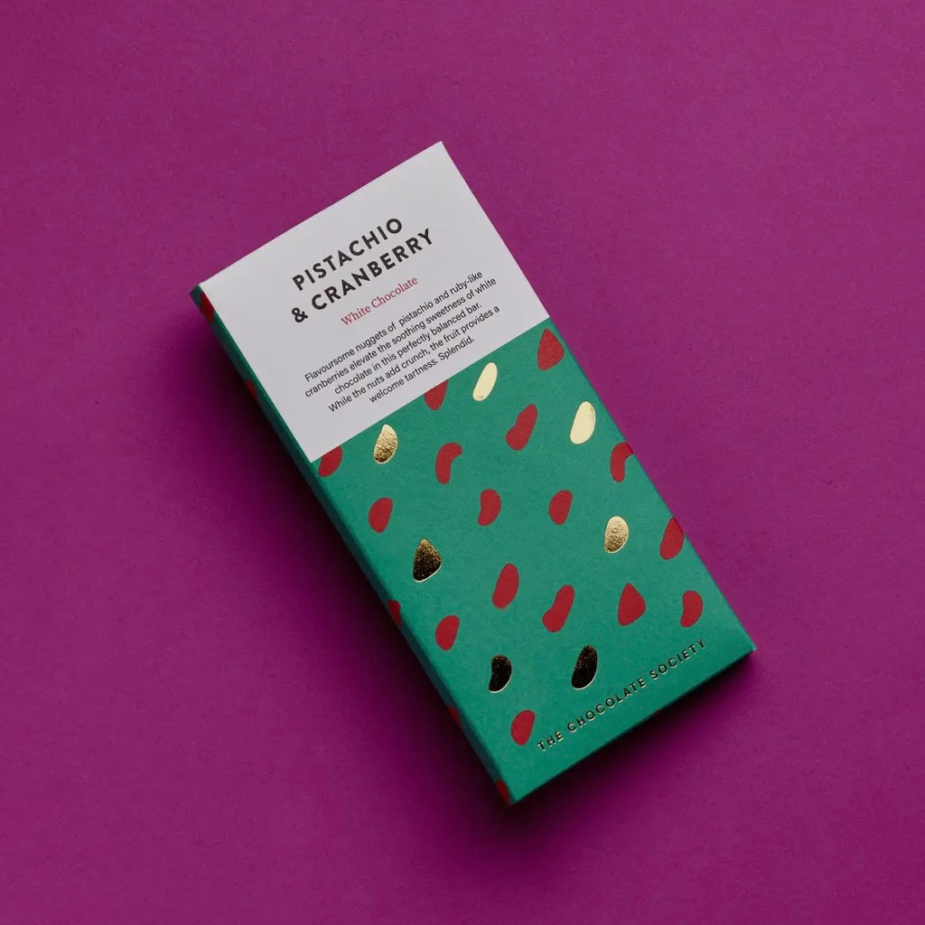 Pistachio and Cranberry White Chocolate Bar from The Chocolate Society
