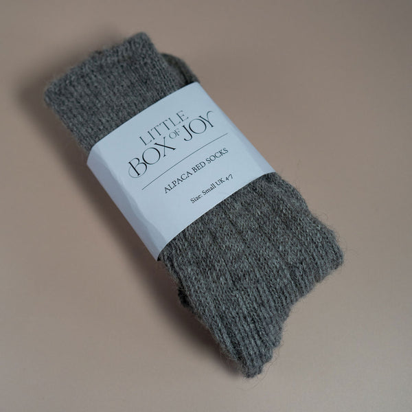 Women's Grey Alpaca Wool Bed Socks