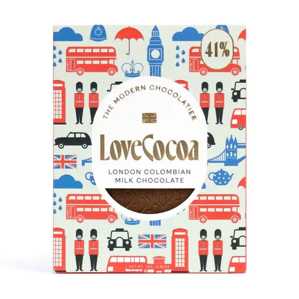 London Icons Colombian Milk Chocolate 41% Bar from Love Cocoa