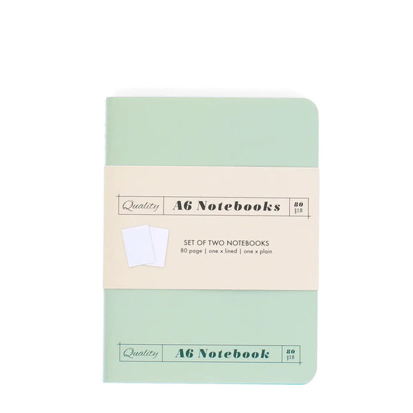 Pair (2) of A6 Green and Aqua Notebooks