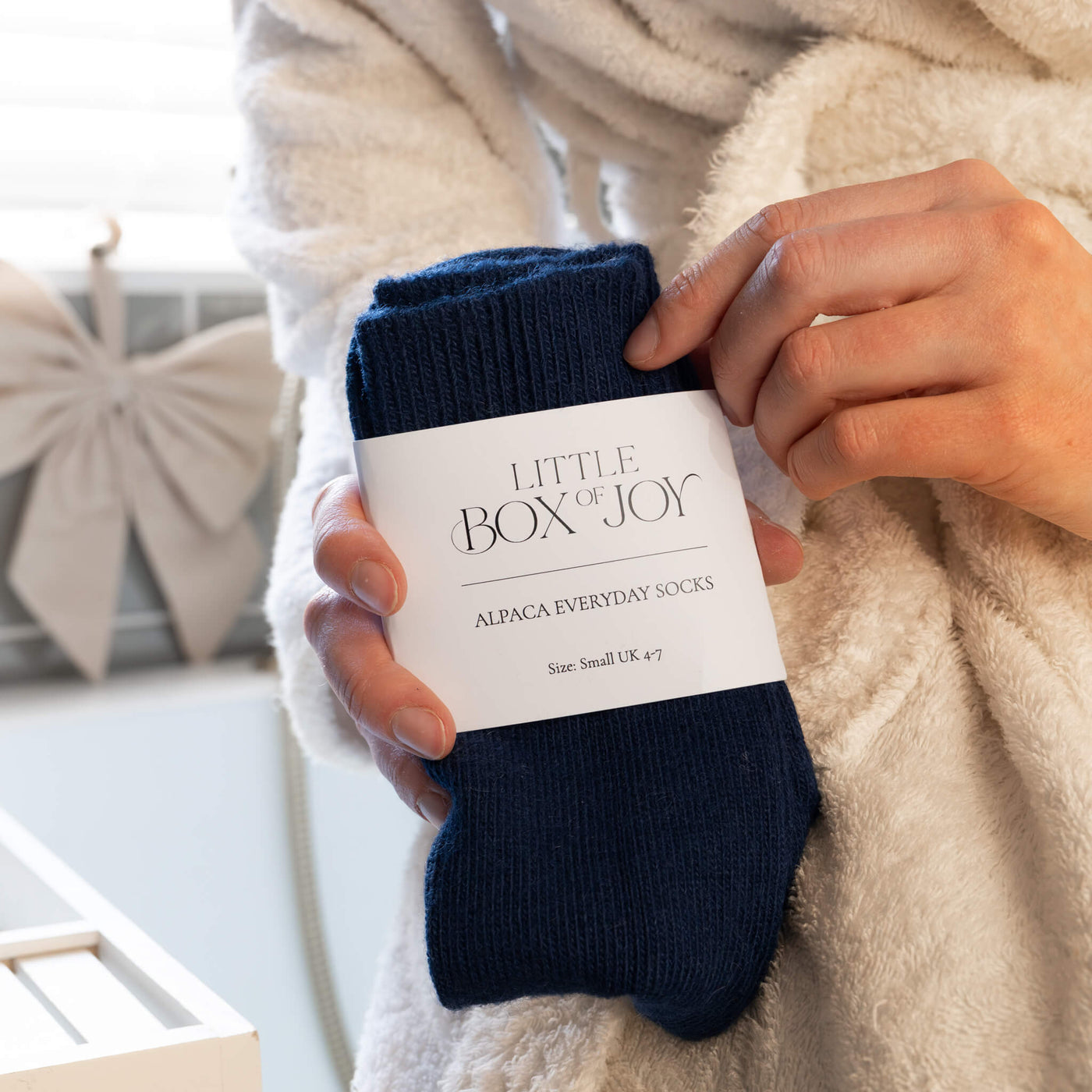 Little Box of Joy Navy Alpaca Socks