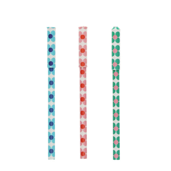 Retro Daisy Box of 3 Eco Friendly Paper Ballpoint Pens from Rex London