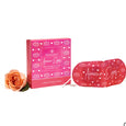 image of balancing Pink rose scented self heating eye masks on a white background 