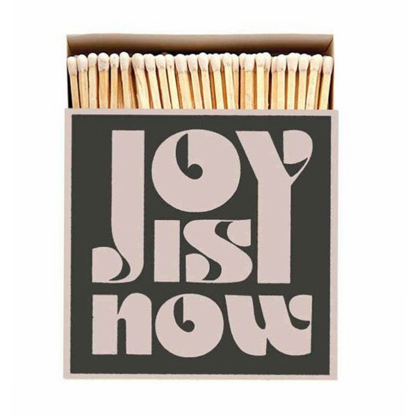 Long luxury matches from Archivist with the words 'Joy is now' printed on the front contains approx 125 long matches