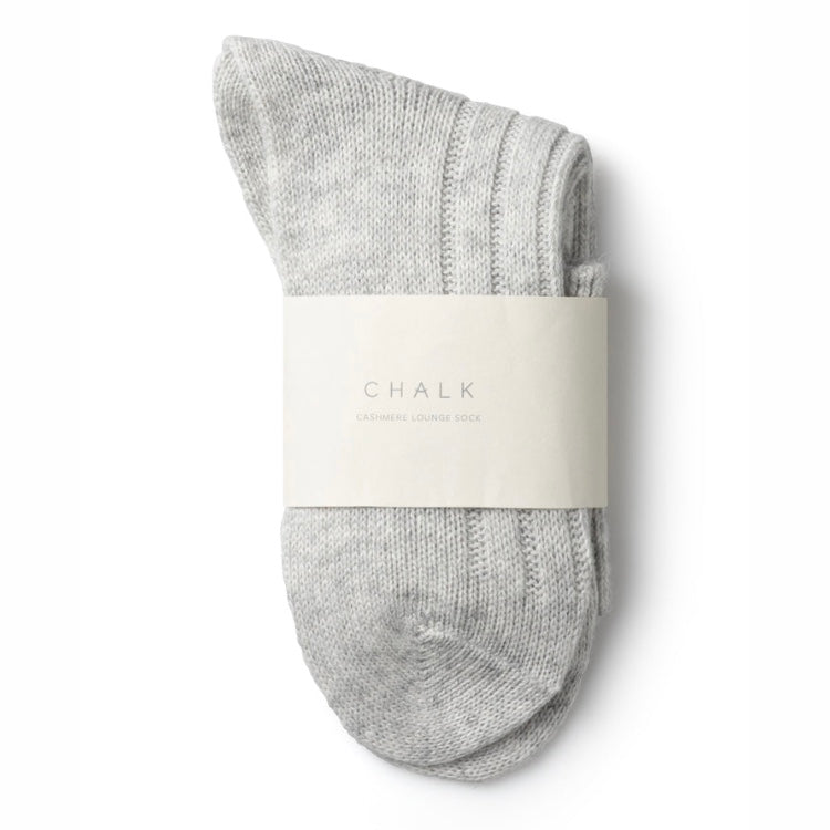 Pair of Chalk Silver Cashmere Blend Lounge Socks on white background